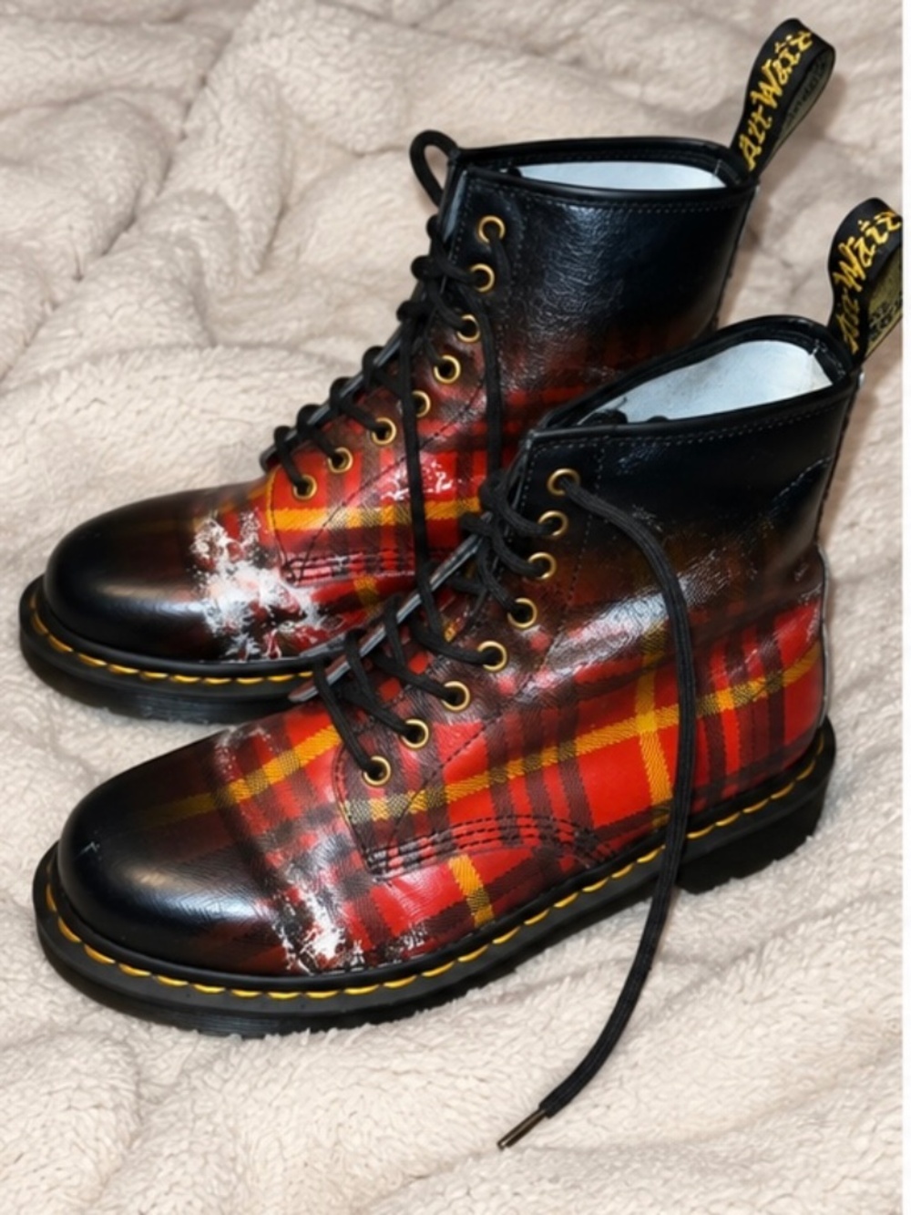Dr. Martens Red Tartan Plaid Lace Up Boots